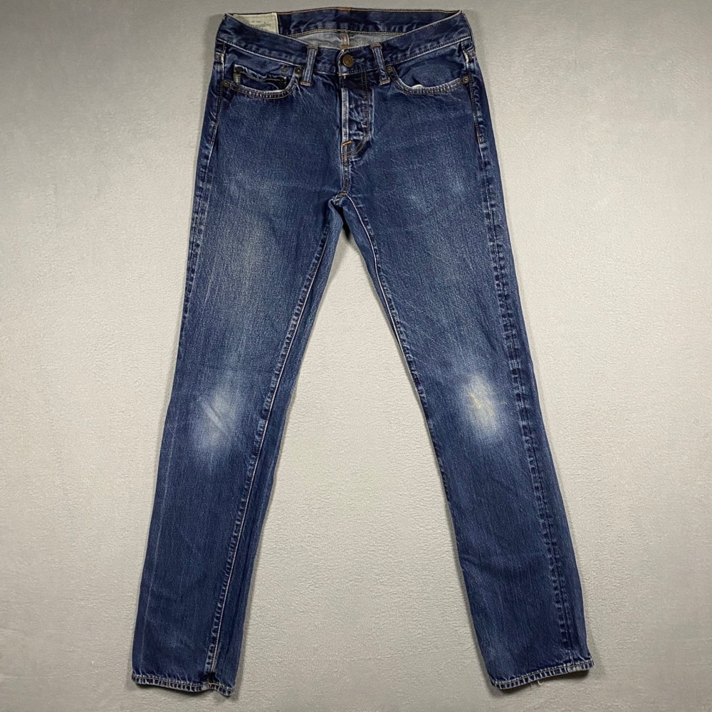 Abercrombie & Fitch Slim Straight Jeans Mens 30x34 Blue Denim Button Fly
